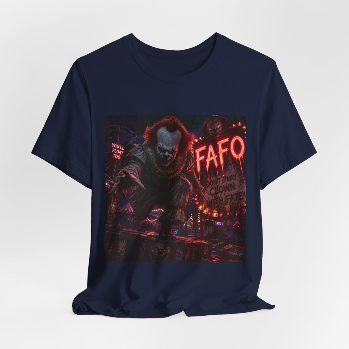 Horror Clown Graphic Tee — 'FAFO' Neon Carnival T-Shirt