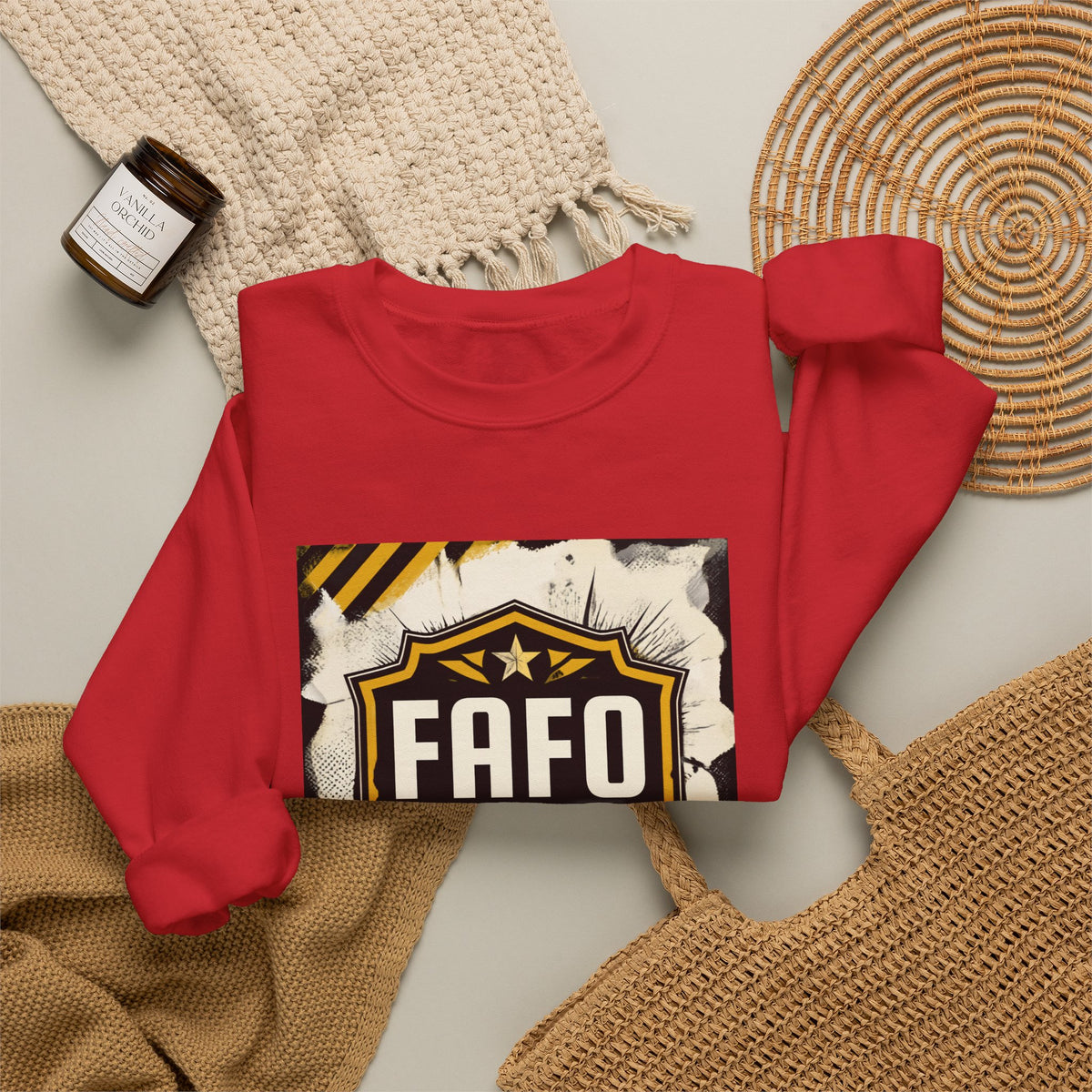 FAFO Security Crewneck Sweatshirt — Bold Badge Graphic Pullover