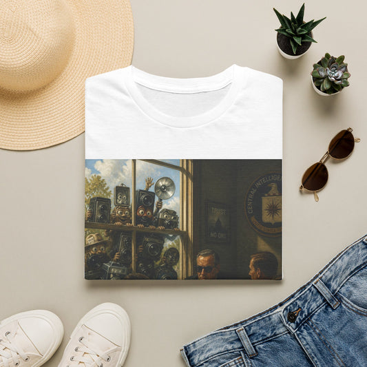 Conspiracy Tee — "Flock Cameras Are Watching" CIA Surveillance Graphic T-Shirt
