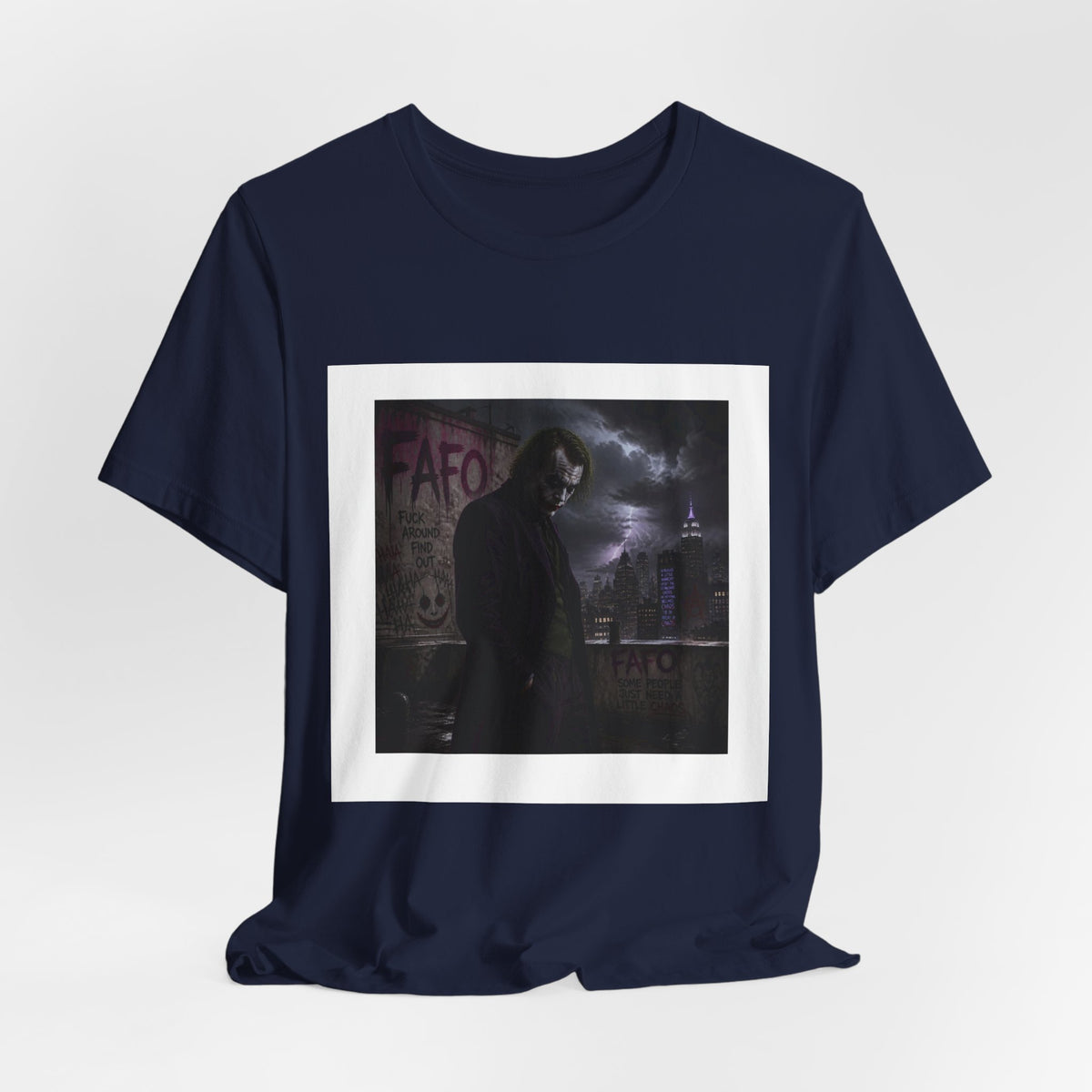 Dark Cityscape Graphic Tee — Moody Joker Night Design