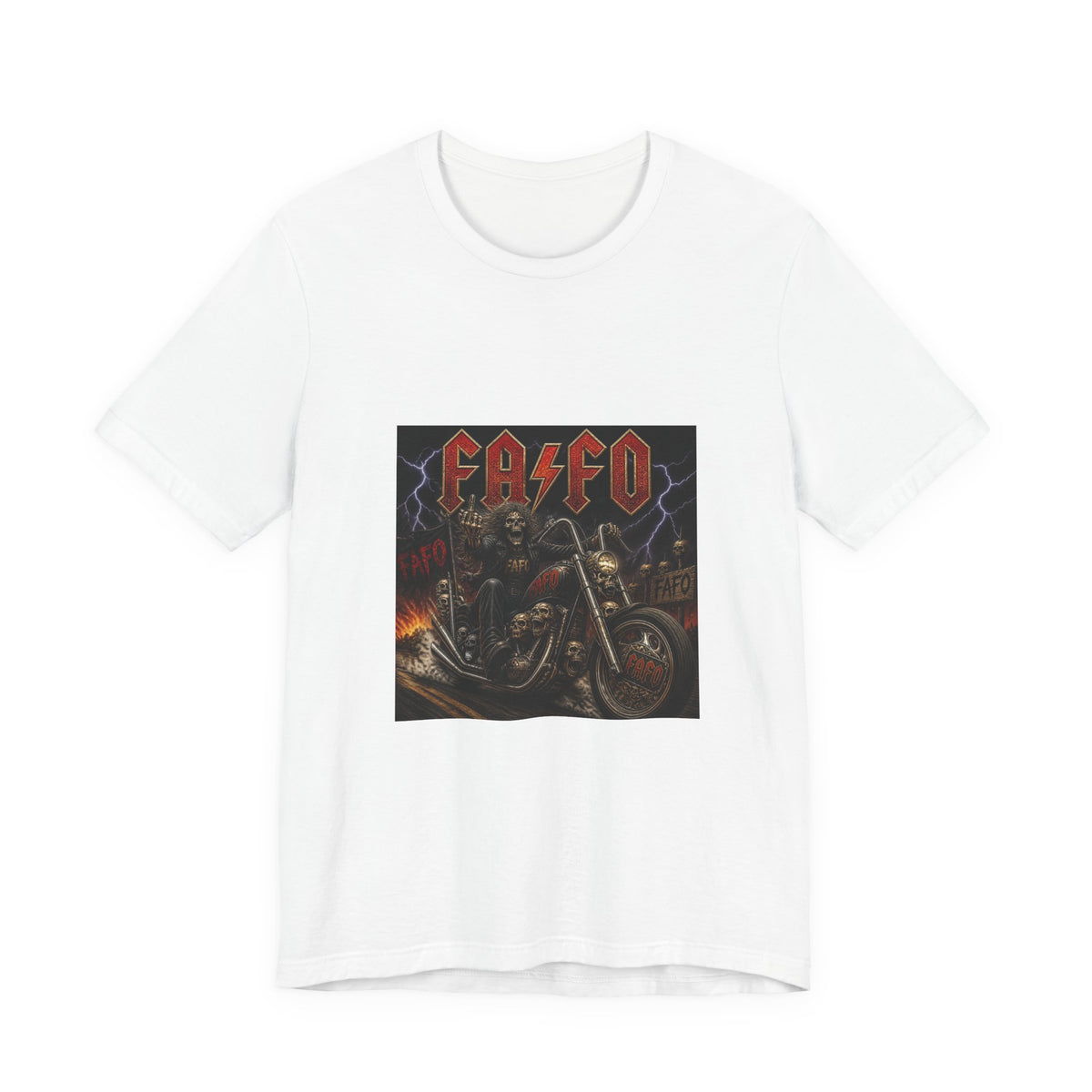 Motorcycle Skull Band Tee – 'CASEO' Heavy Metal Rider T‑Shirt