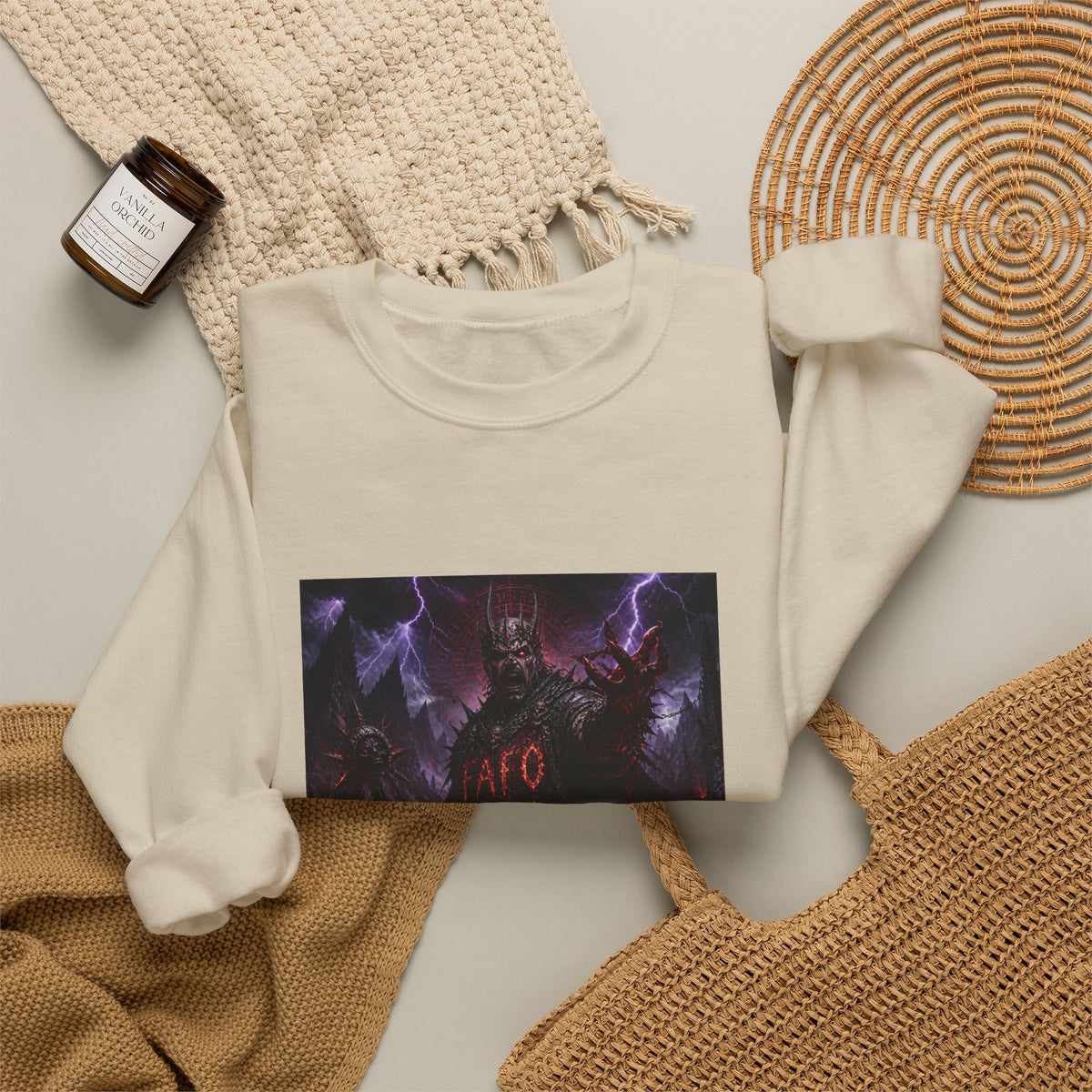 Satanic Demon Horror Crewneck Sweatshirt – 'Go' Graphic