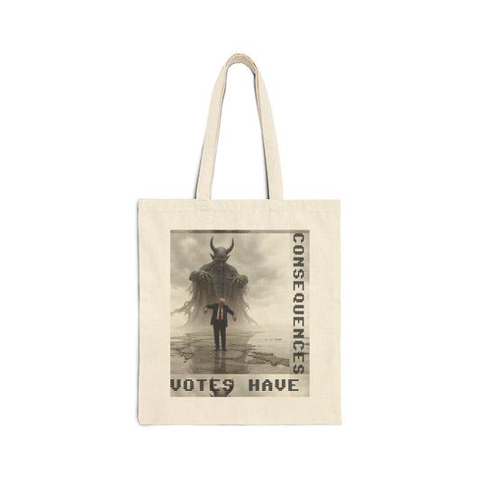 Cotton Tote Bag – “Votes Have Consequences” Political Protest Canvas Tote