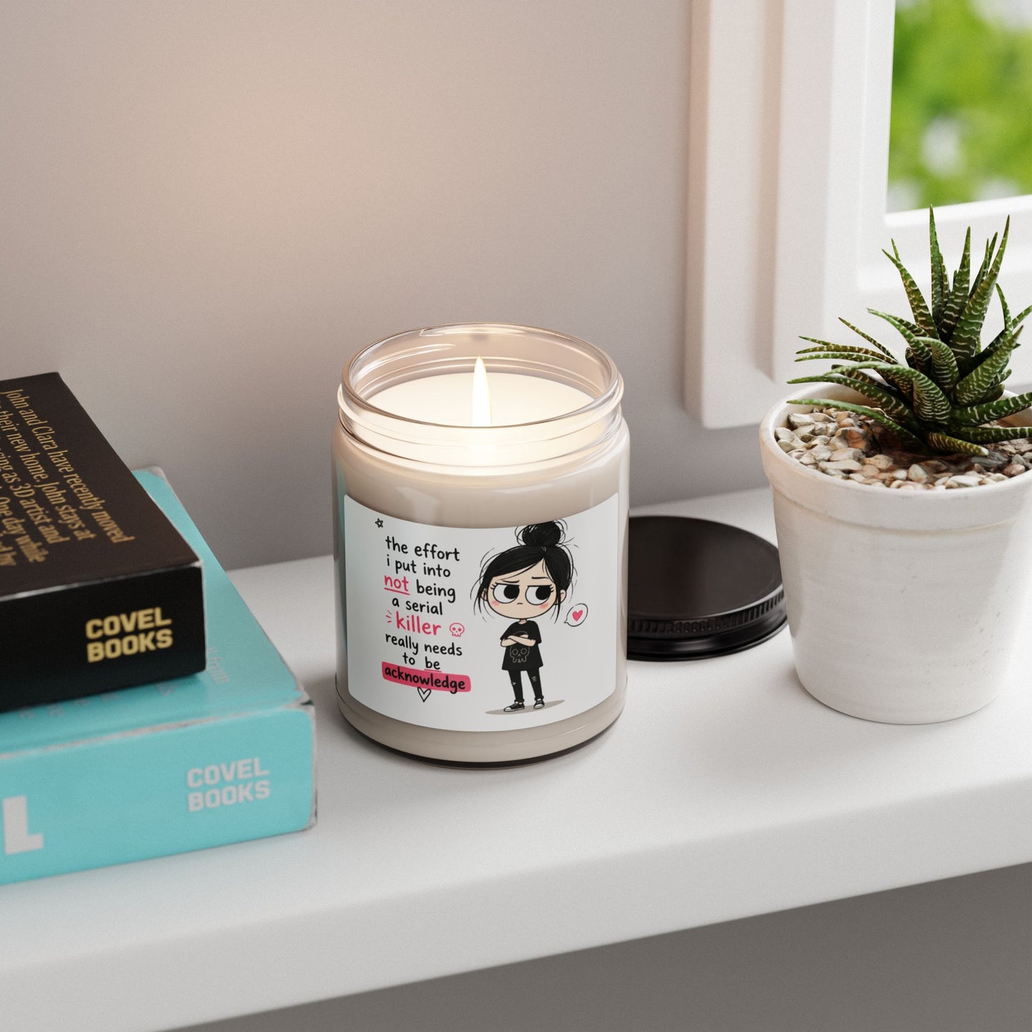 9oz Scented Soy Candle — Funny 'Not Being a Serial Killer' Cartoon Quote