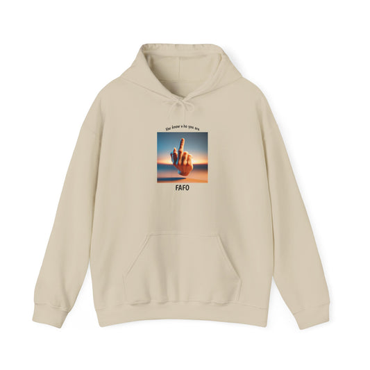 Hoodie — Sunset Hand Peace Sign Graphic "Stay True"