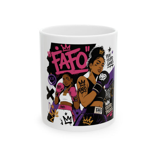 Boxing Queens Ceramic Mug — Empowerment Graphic Coffee Cup (11oz, 15oz)