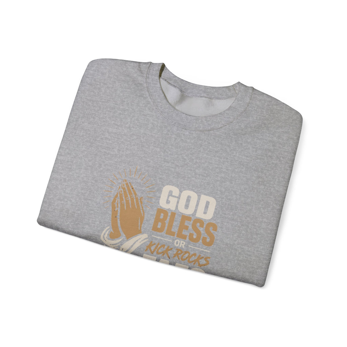 Prayer Hands Crewneck Sweatshirt — "God Bless" Faith Graphic Pullover