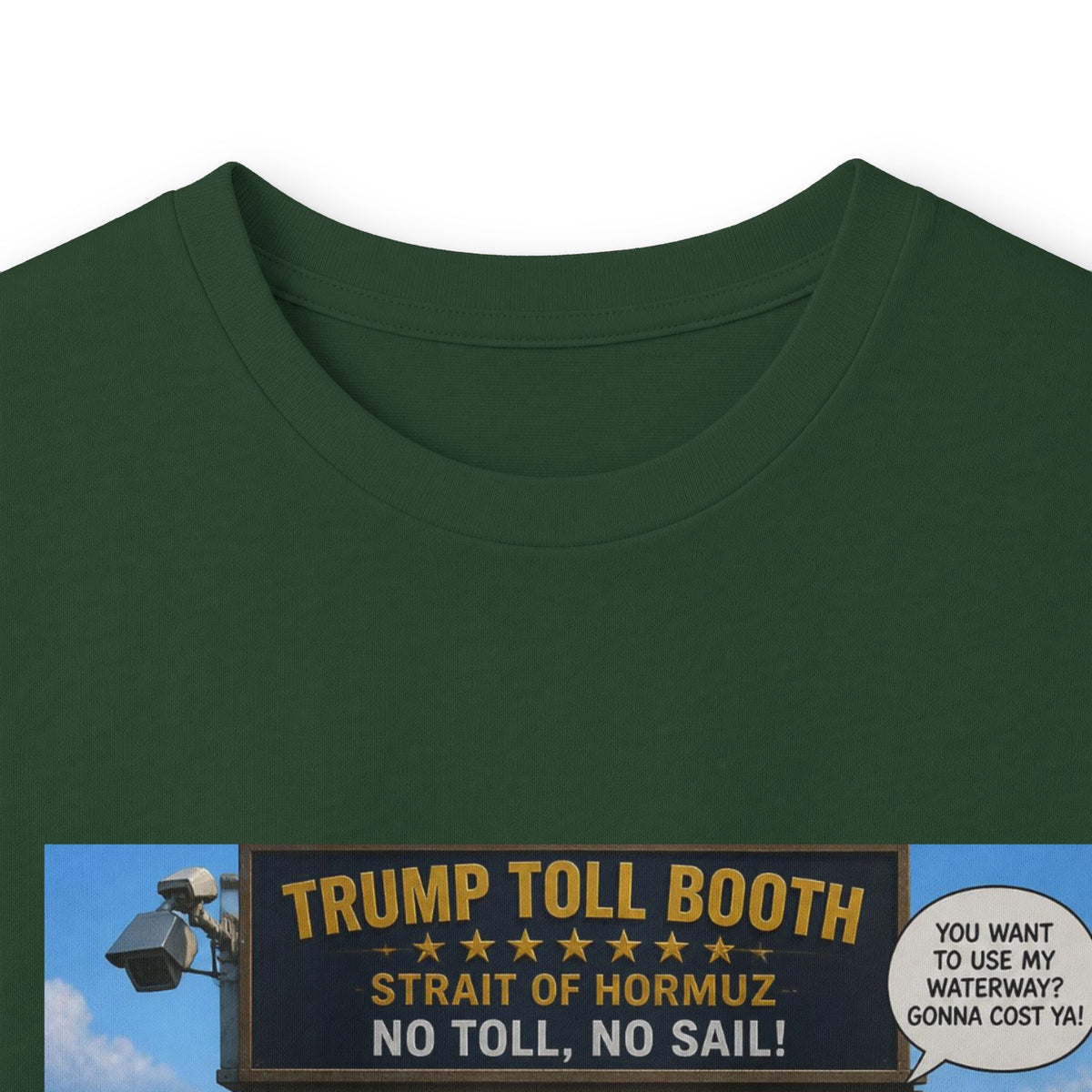 Long Sleeve Tee — Retro Arcade Collage "Trump Toll Booth" Design