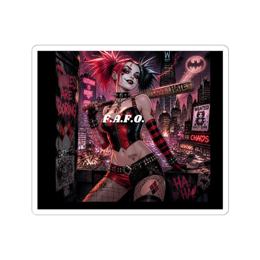 Harley-Inspired Gothic Punk Sticker — 'F.A.F.O.' Kiss-Cut Decal