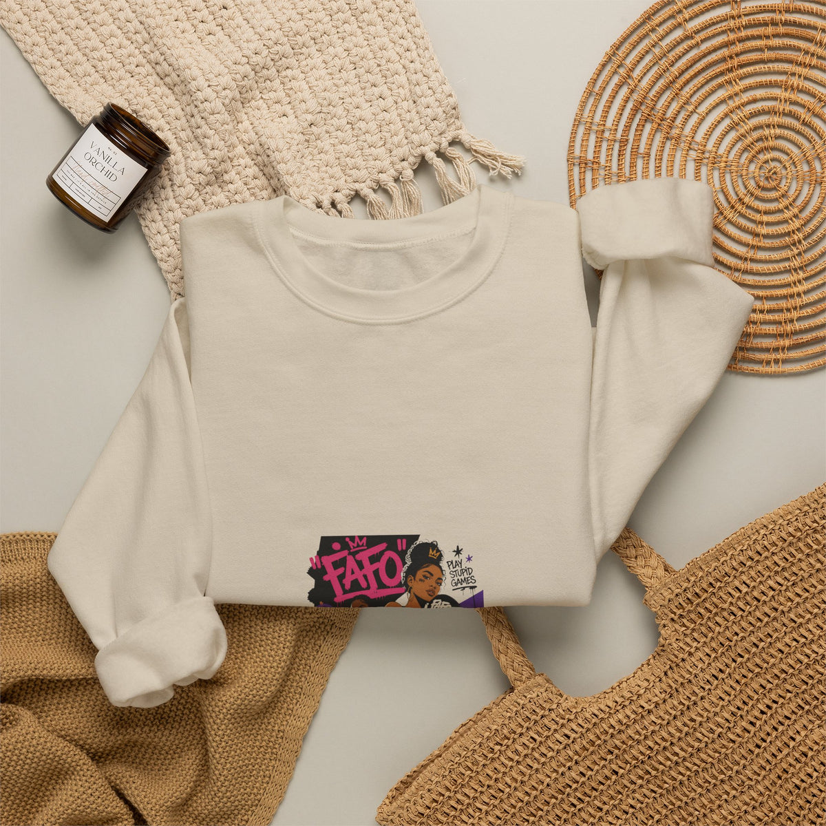 Street Art Crewneck Sweatshirt – 'Fate' Graphic