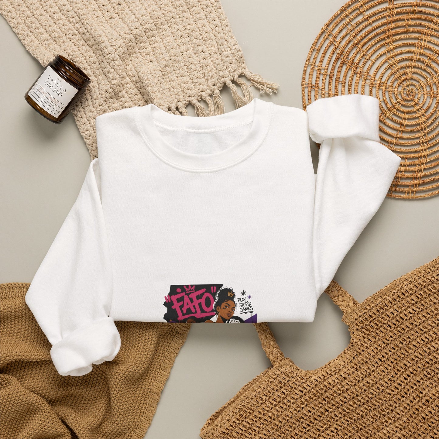 Street Art Crewneck Sweatshirt – 'Fate' Graphic