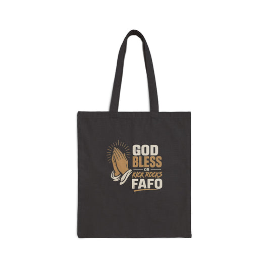God Bless Cotton Tote Bag – Praying Hands 'God Bless' Canvas Shopper