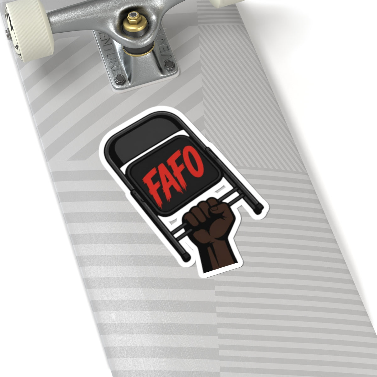 FAFO Protest Sticker — Raised Fist Holding Folding Chair Vinyl Sticker