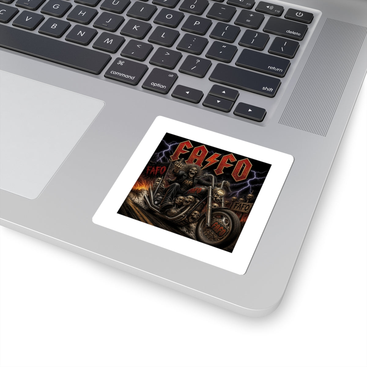 FAFO Biker Skull Motorcycle Sticker — Heavy Metal Kiss-Cut Decal