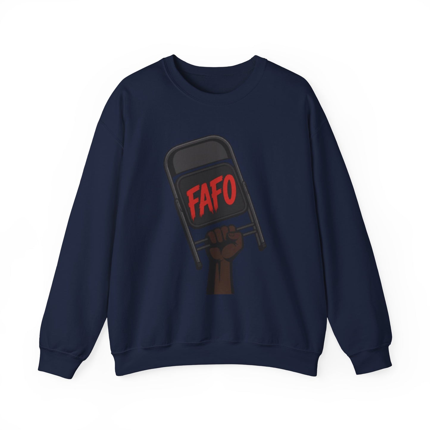 FAFO Society Crewneck Sweatshirt — Raised Fist Chair Graphic