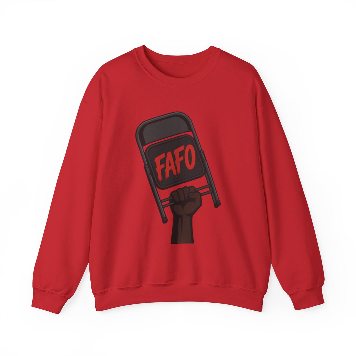 FAFO Society Crewneck Sweatshirt — Raised Fist Chair Graphic