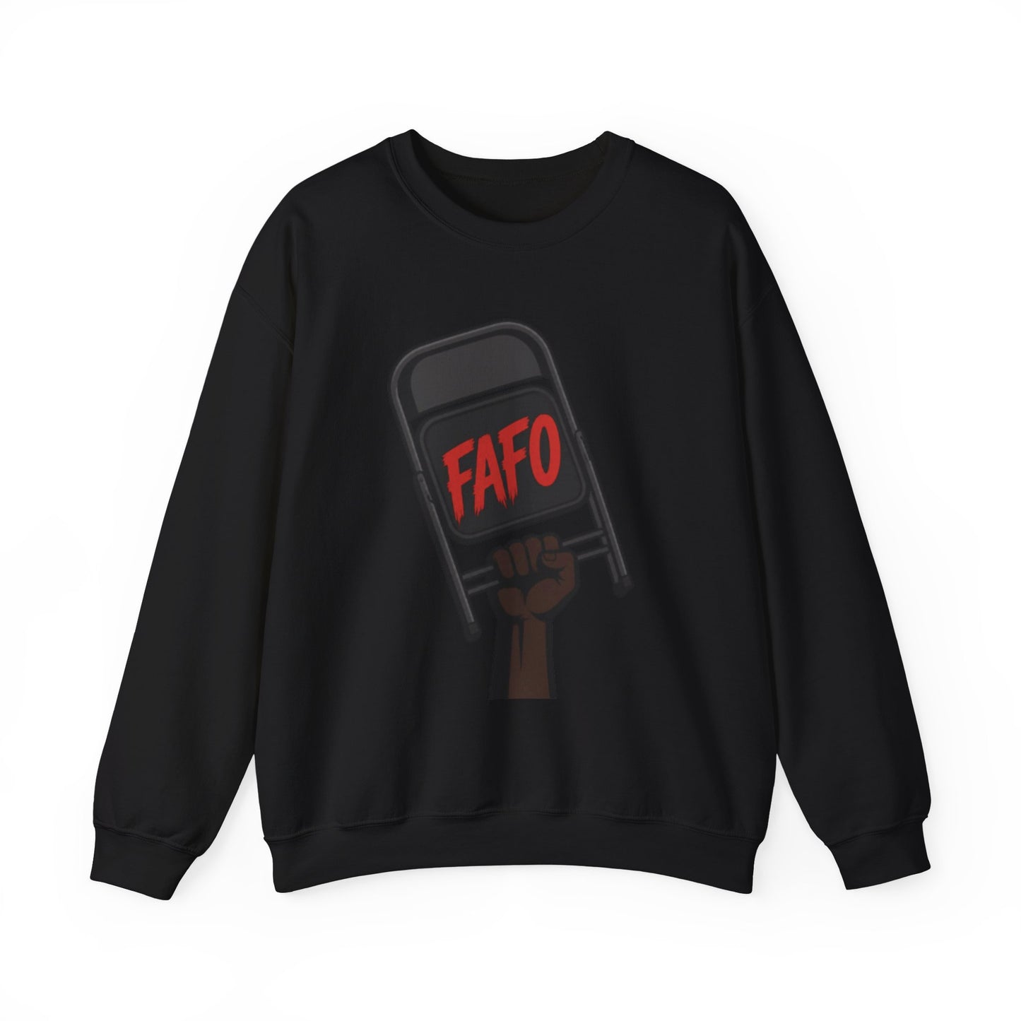FAFO Society Crewneck Sweatshirt — Raised Fist Chair Graphic