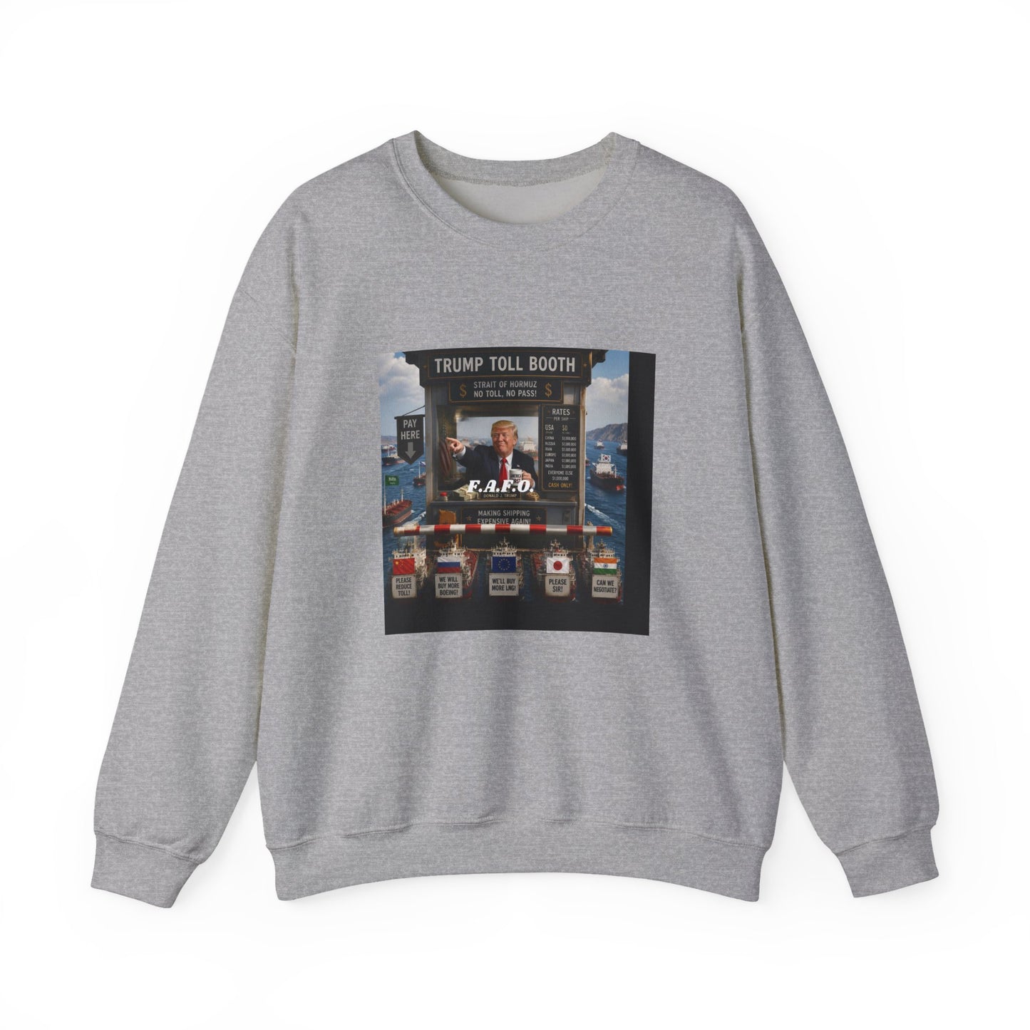 Crewneck Sweatshirt — 'Trump Toll Booth' Graphic Political Crewneck