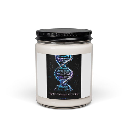DNA Spiral Scented Soy Candle — 'Fuck Around Find Out' Graphic, 9oz Aromatherapy Jar
