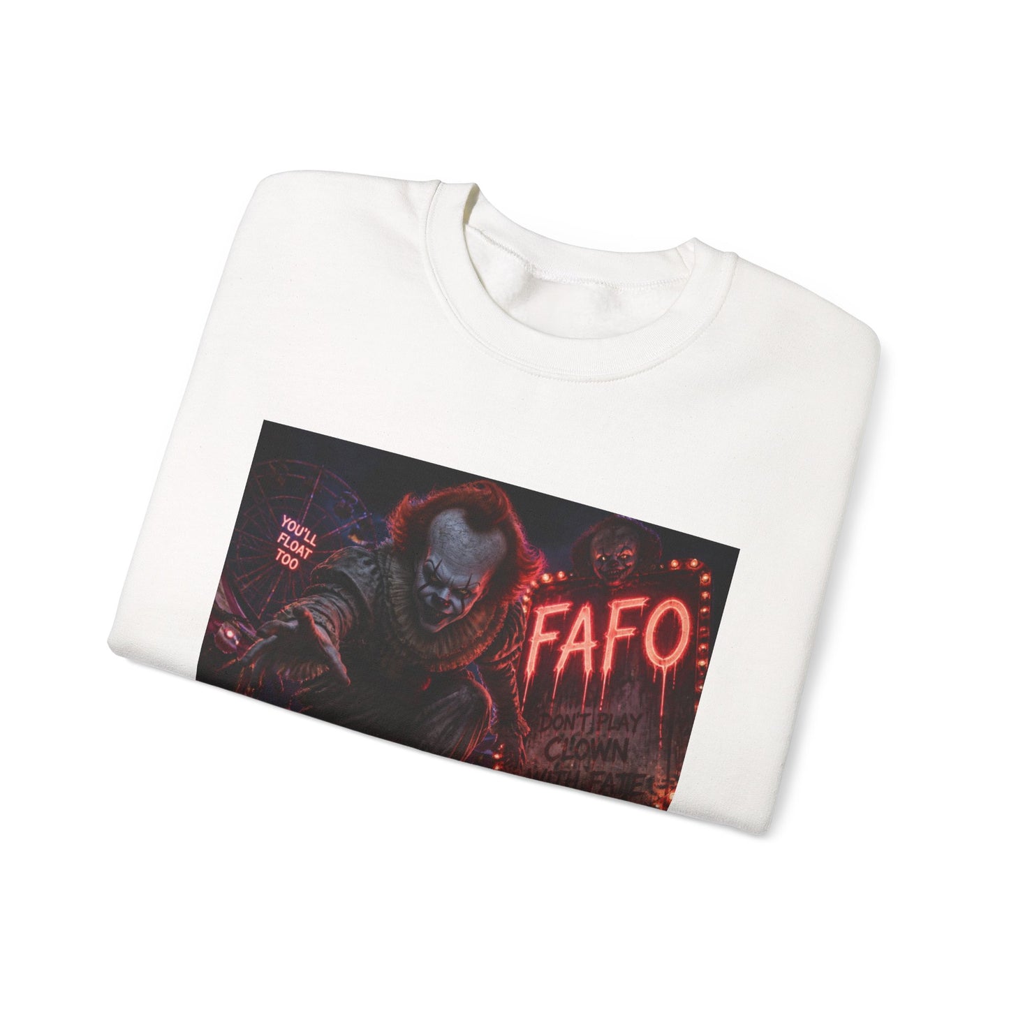 Creepy Clown "FAFO" Crewneck Sweatshirt — The FAFO Society Graphic