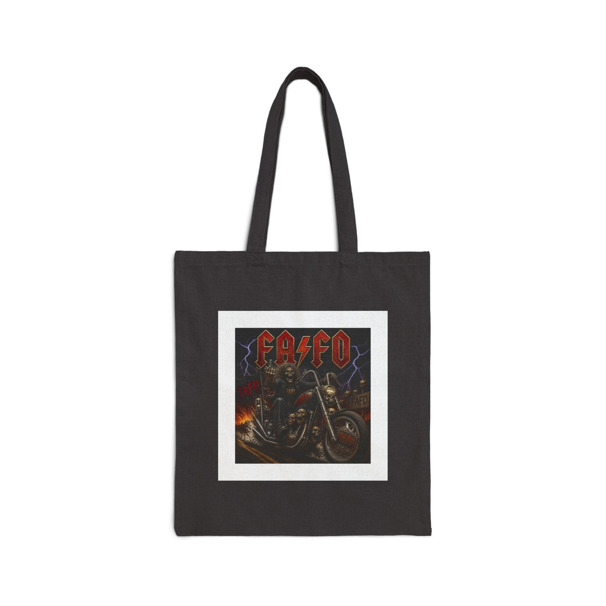 Biker Skull Tote Bag — 'Badd' Motorcycle Graphic Canvas Tote