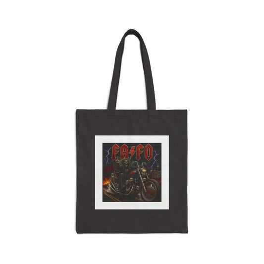 Biker Skull Tote Bag — 'Badd' Motorcycle Graphic Canvas Tote