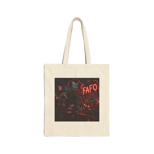 Horror Clown Tote Bag — Dark Carnival 'FAFO' Canvas Shopper