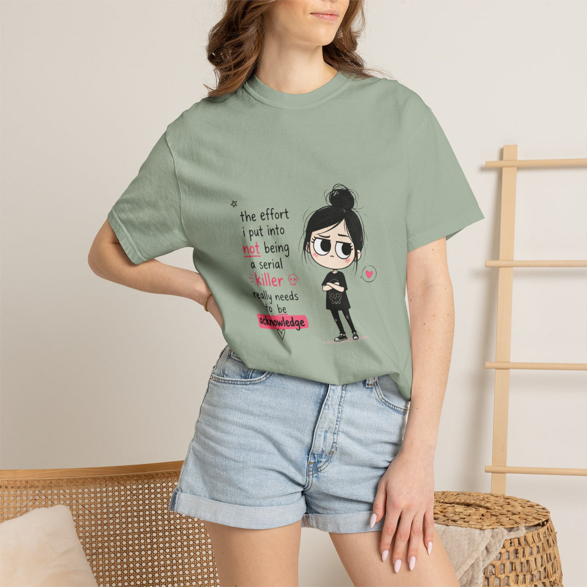T-Shirt — Cute Dark Humor 'Not Being a Serial Killer' Graphic Tee (The FAFO Society Back)