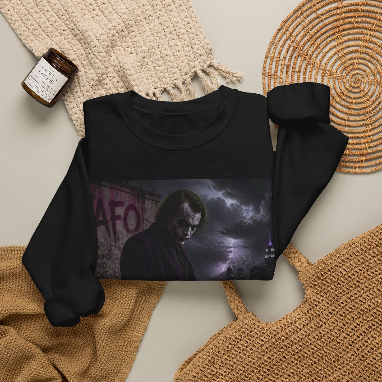 Dark Urban Noir Crewneck Sweatshirt – Moody Street Scene Graphic