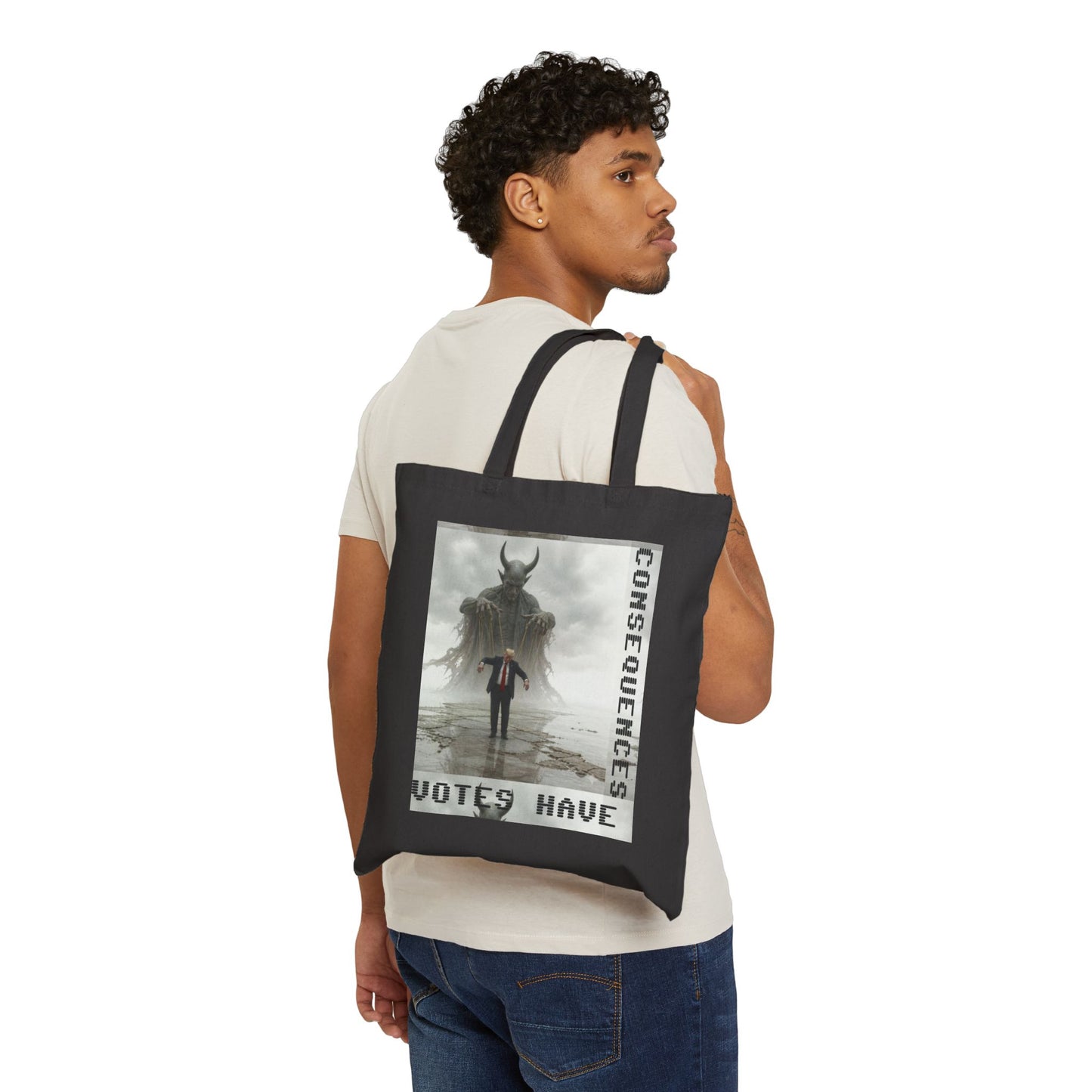 Cotton Tote Bag – “Votes Have Consequences” Political Protest Canvas Tote