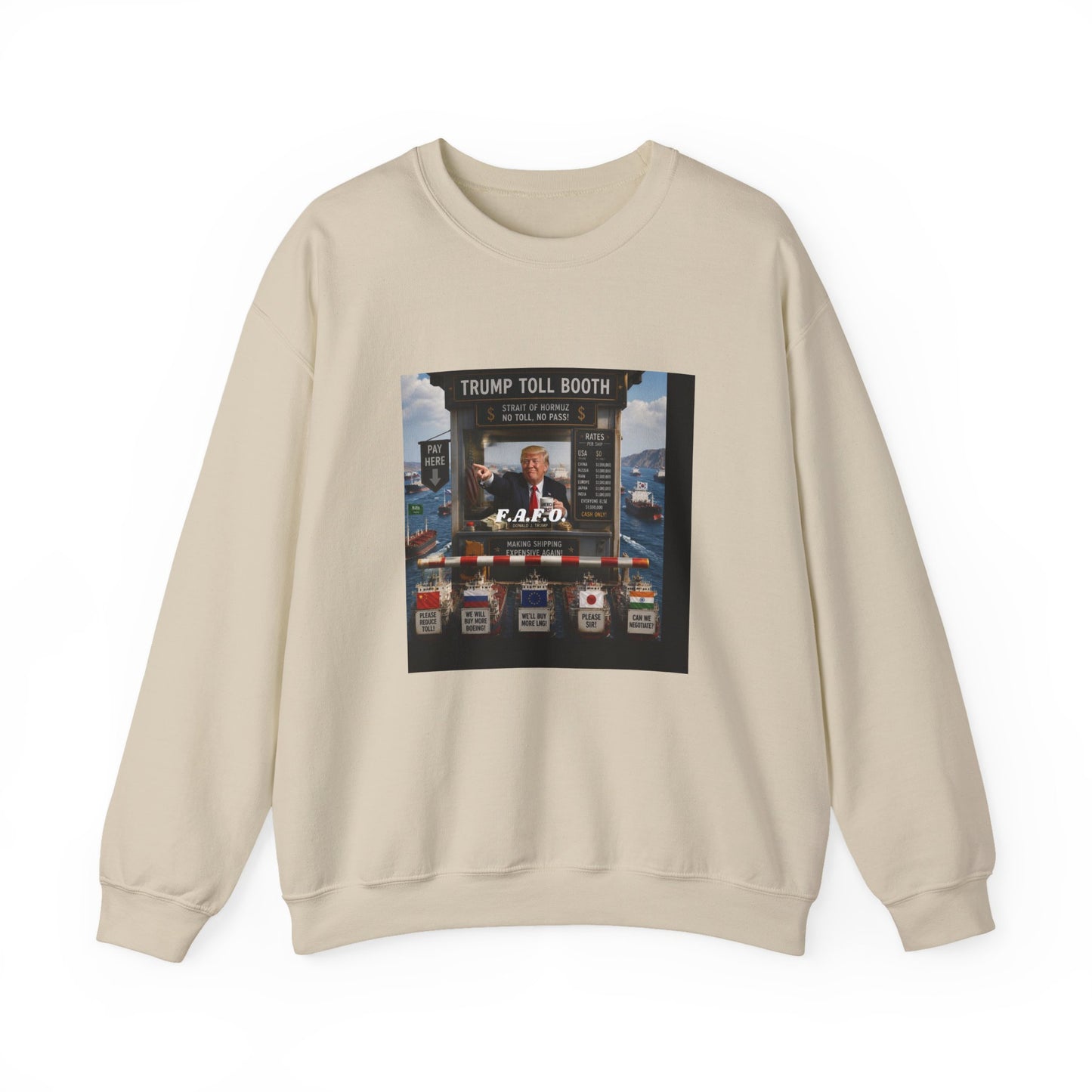 Crewneck Sweatshirt — 'Trump Toll Booth' Graphic Political Crewneck