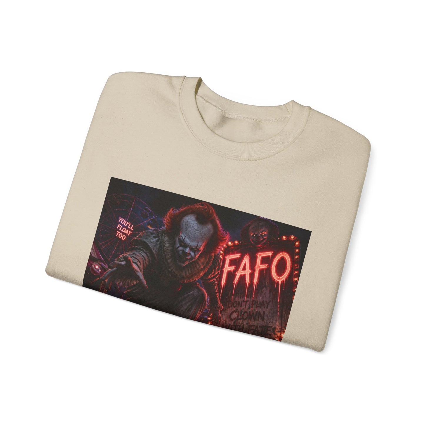 Creepy Clown Horror Crewneck Sweatshirt – FAFO Neon Alley Design