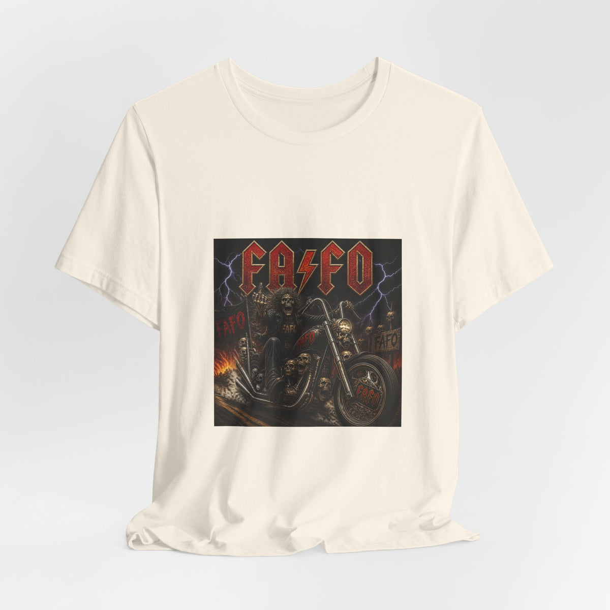 Motorcycle Skull Band Tee – 'CASEO' Heavy Metal Rider T‑Shirt
