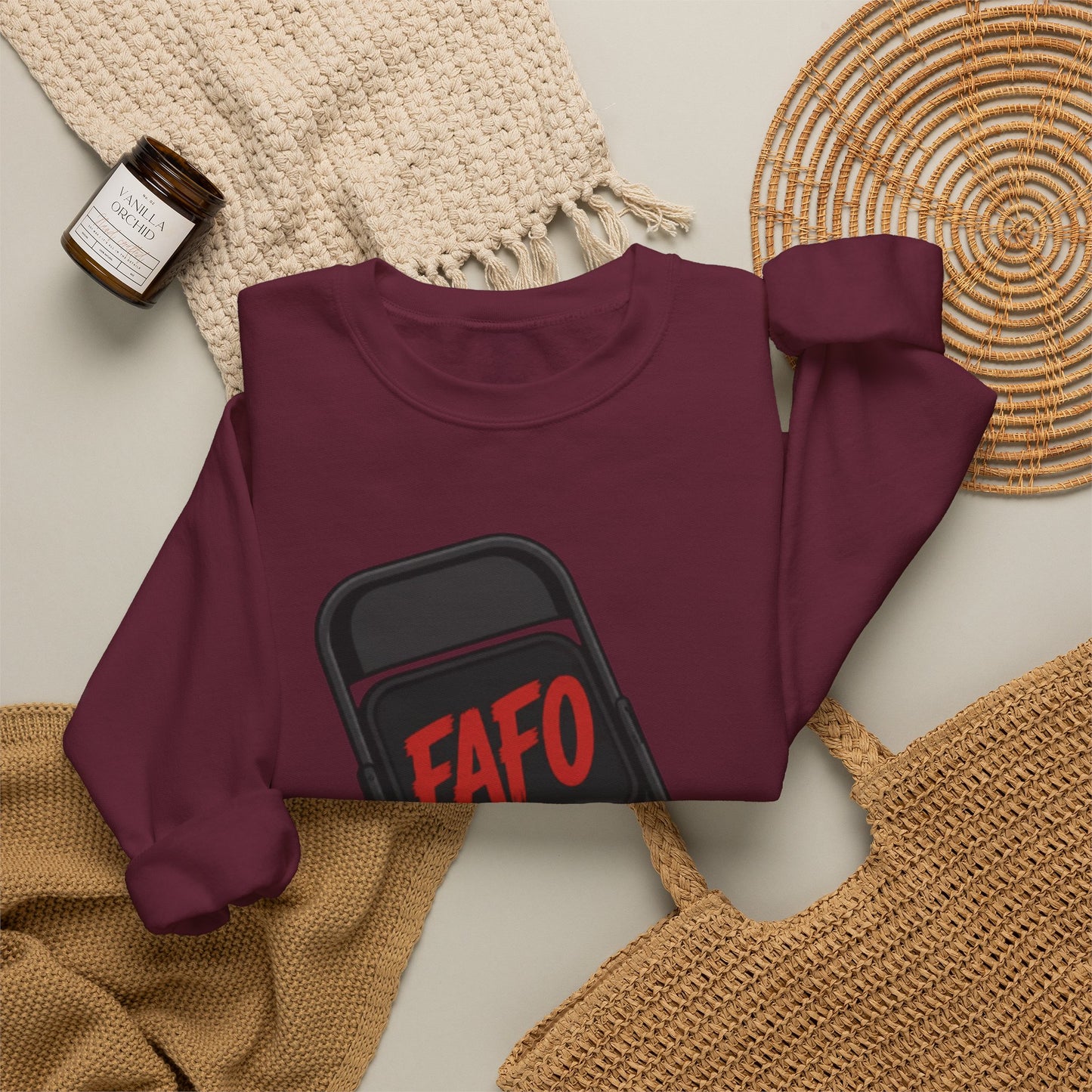 FAFO Society Crewneck Sweatshirt — Raised Fist Chair Graphic