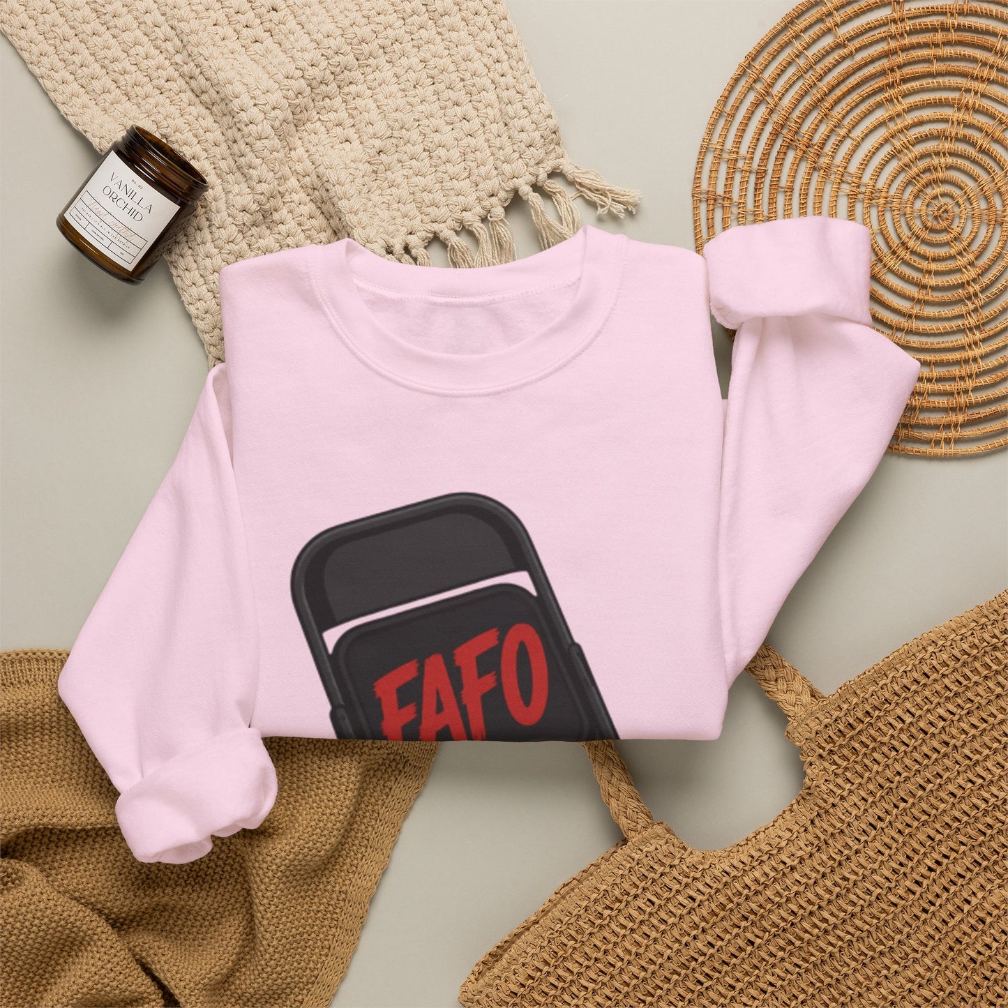 FAFO Society Crewneck Sweatshirt — Raised Fist Chair Graphic