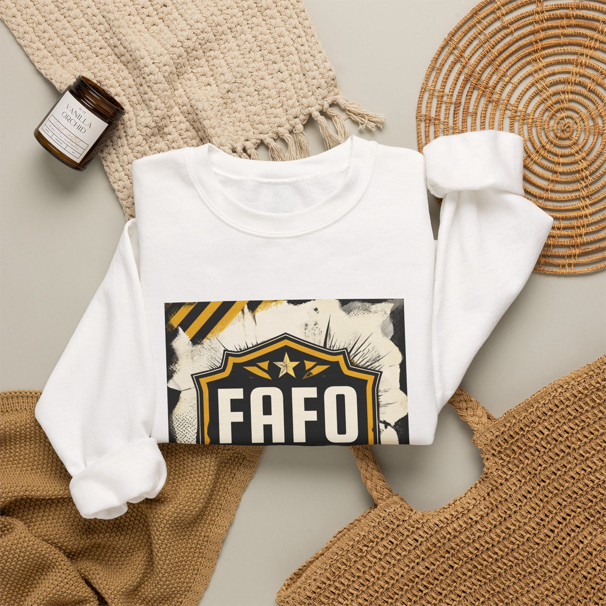 FAFO Security Crewneck Sweatshirt — Bold Badge Graphic Pullover