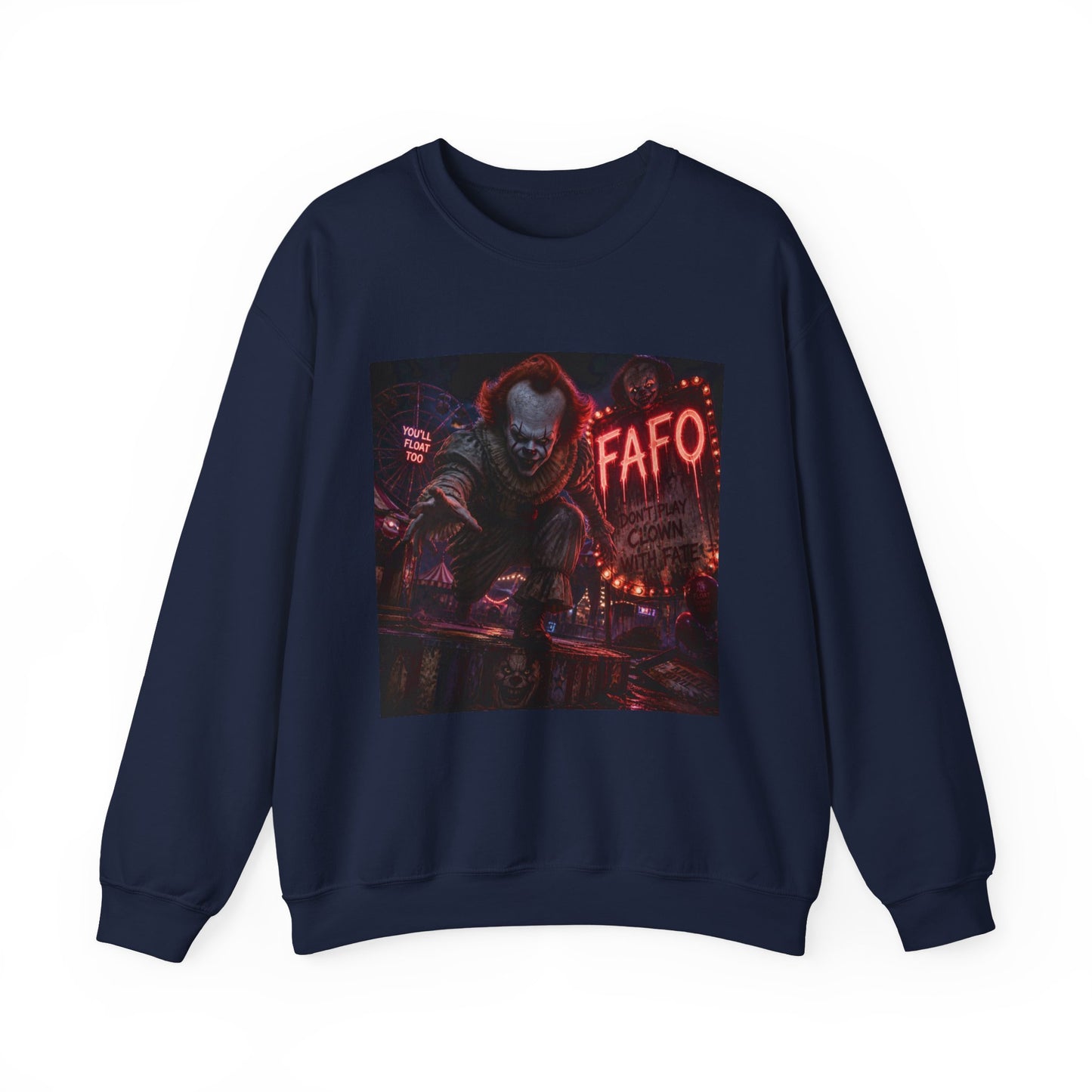 Creepy Clown Horror Crewneck Sweatshirt – FAFO Neon Alley Design