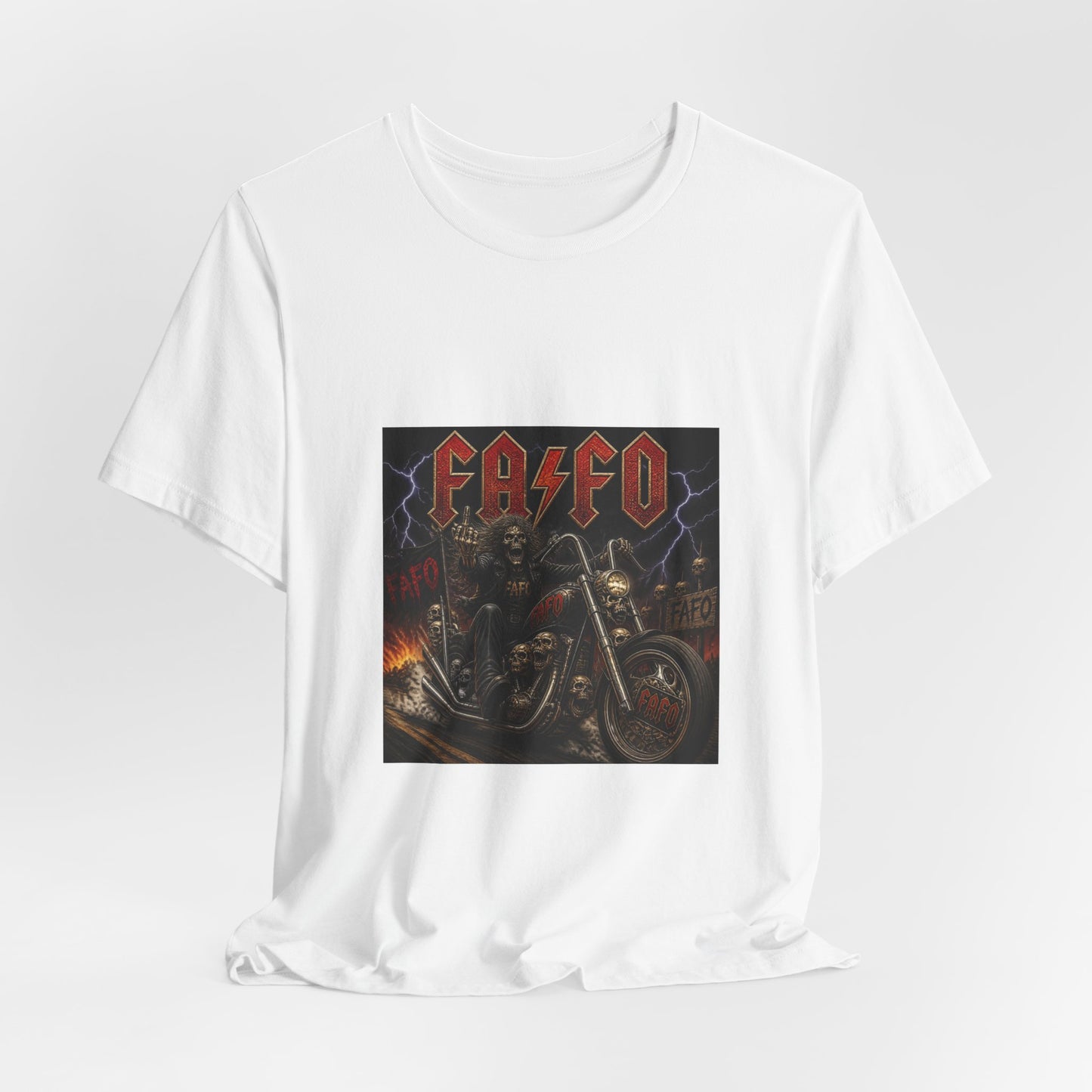 Motorcycle Skull Band Tee – 'CASEO' Heavy Metal Rider T‑Shirt
