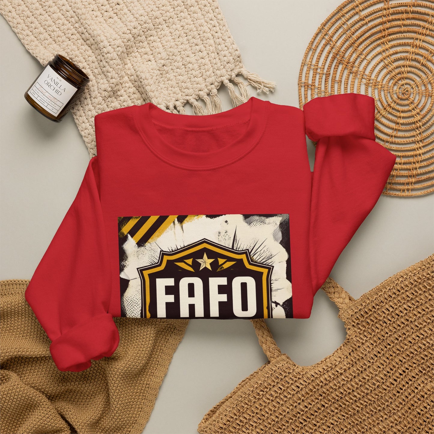 FAFO Security Crewneck Sweatshirt — Bold Badge Graphic Pullover
