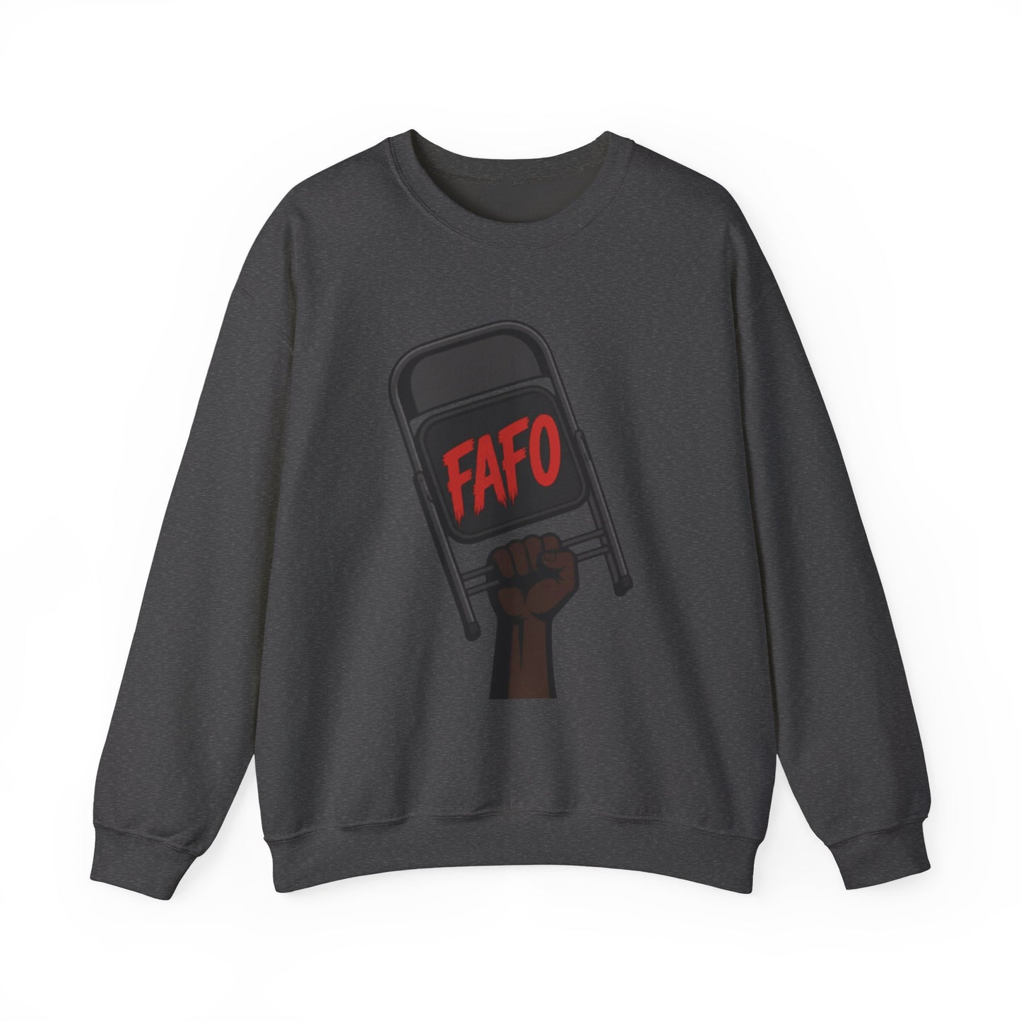 FAFO Society Crewneck Sweatshirt — Raised Fist Chair Graphic