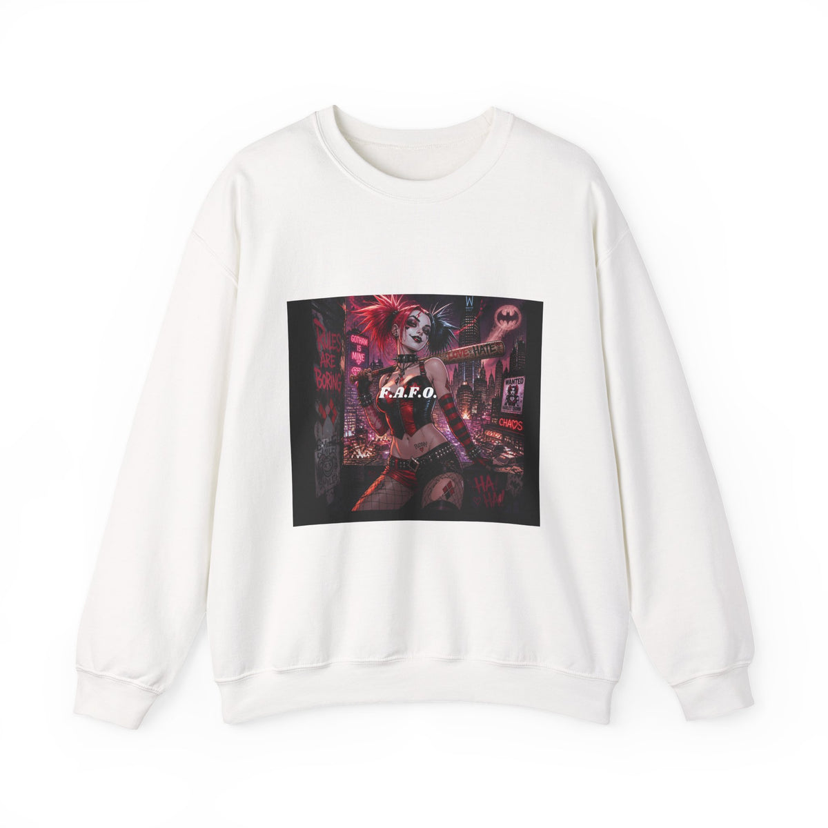 Crewneck Sweatshirt — Neon Harley Quinn Poster Design (G.F.O.)