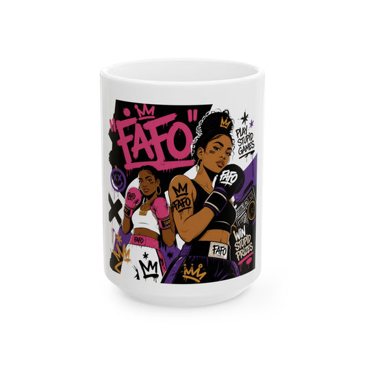Boxing Queens Ceramic Mug — Empowerment Graphic Coffee Cup (11oz, 15oz)