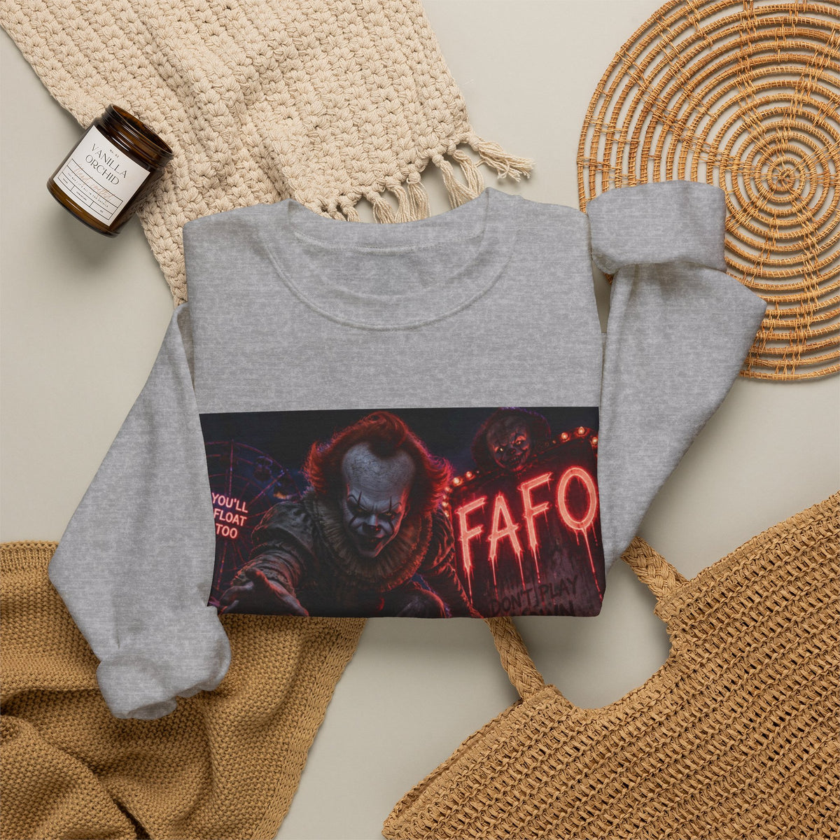 Horror Clown Crewneck Sweatshirt — 'The FAFO Society' Graphic