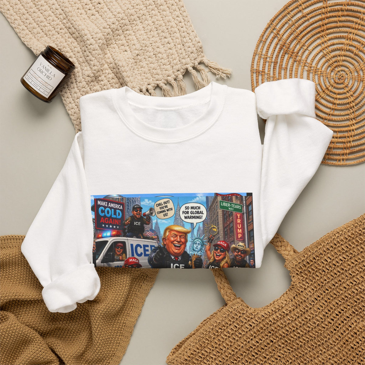 Graphic Crewneck Sweatshirt — 'The FAFO Society' Cold Patrol Artwork