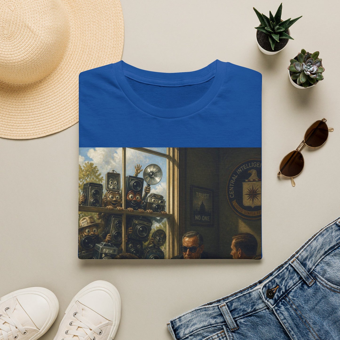 Conspiracy Tee — "Flock Cameras Are Watching" CIA Surveillance Graphic T-Shirt