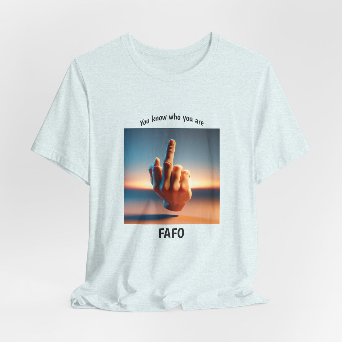 Sunset Middle Finger Graphic Tee – 'FAHO' Casual Statement T-Shirt