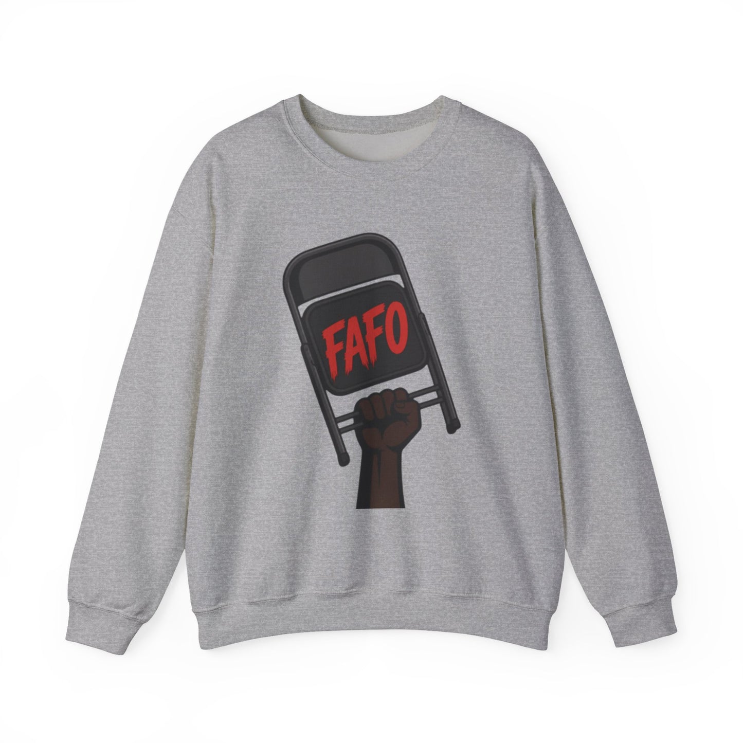 FAFO Society Crewneck Sweatshirt — Raised Fist Chair Graphic