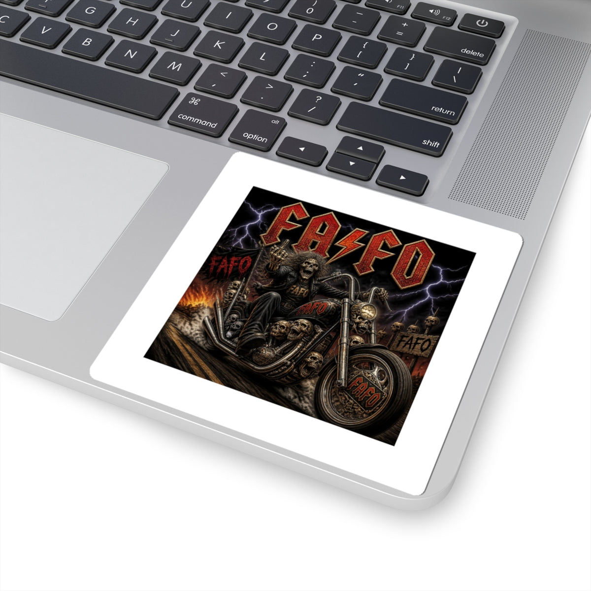 FAFO Biker Skull Motorcycle Sticker — Heavy Metal Kiss-Cut Decal