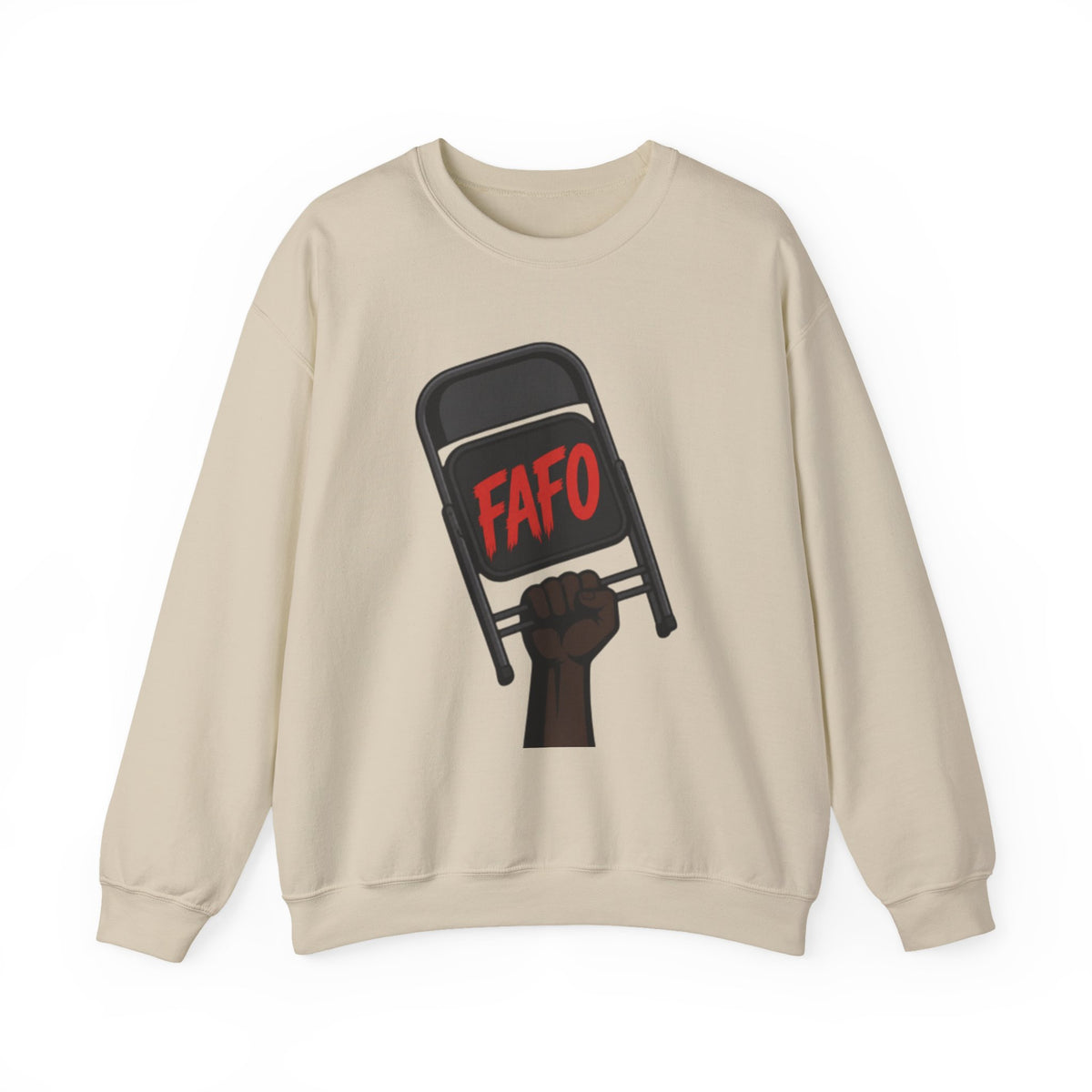 FAFO Raised Fist Chair Crewneck Sweatshirt — Bold Protest Graphic