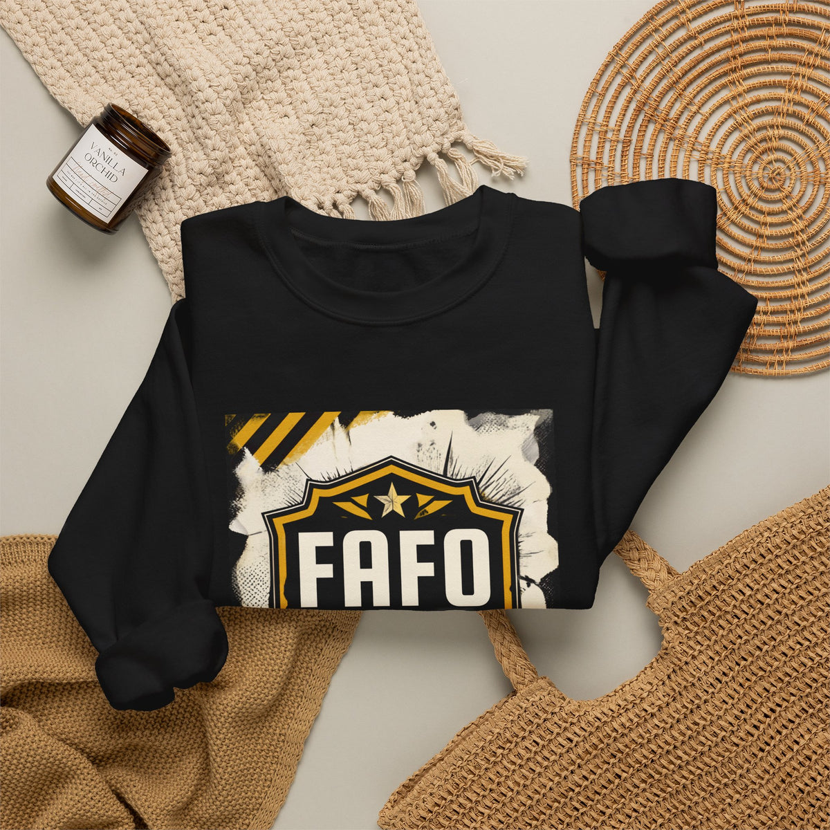 FAFO Security Crewneck Sweatshirt — Bold Badge Graphic Pullover